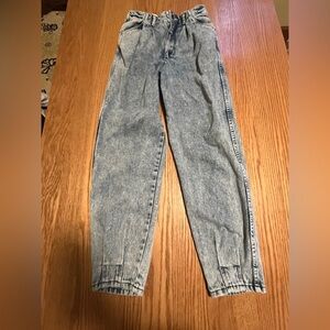 Vintage 80s  Bonjour Jeans Girls Acid Wash High Waist Tapered Slash Pocket